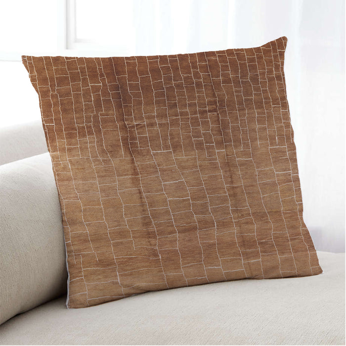 Lifestyle Image of Mid-Century Modern Urban Square Mahogany Brown Throw Pillow, 18 inch by 18 inch, pwurb1284