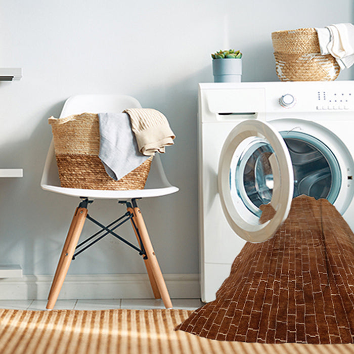 Machine Washable Industrial Modern Mahogany Brown Rug in a Washing Machine, wshurb1284