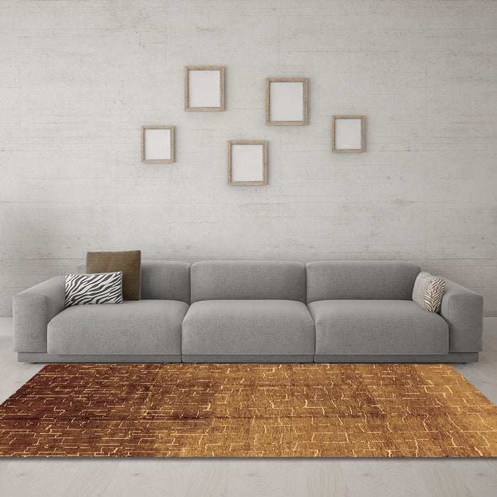 Machine Washable Solid Brown Modern Rug in a Living Room,, wshurb1284brn