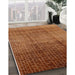 Mid-Century Modern Mahogany Brown Solid Rug in Family Room, urb1284