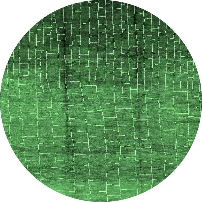 Round Machine Washable Solid Emerald Green Modern Area Rugs, wshurb1284emgrn