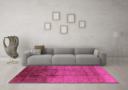 Machine Washable Solid Pink Modern Rug in a Living Room, wshurb1284pnk