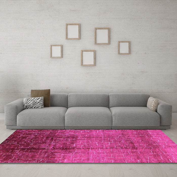 Machine Washable Solid Pink Modern Rug in a Living Room, wshurb1284pnk