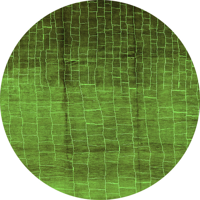 Round Machine Washable Solid Green Modern Area Rugs, wshurb1284grn