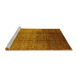 Sideview of Machine Washable Solid Yellow Modern Rug, wshurb1284yw