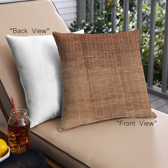Front View of Mid-Century Modern Urban Square Mahogany Brown Throw Pillow, 18 inch by 18 inch, pwurb1284
