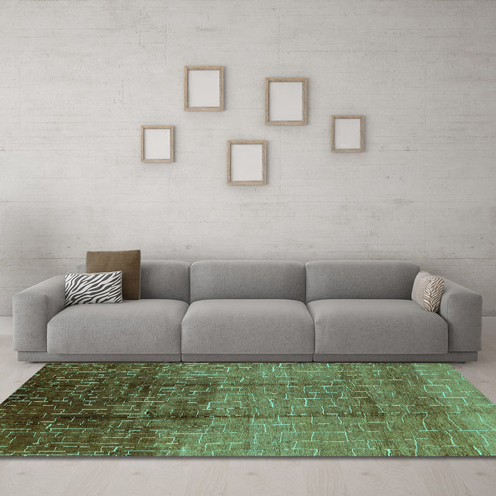 Machine Washable Solid Turquoise Modern Area Rugs in a Living Room,, wshurb1284turq