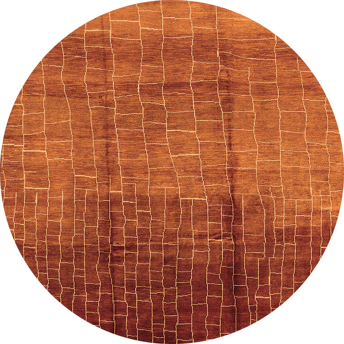 Round Machine Washable Solid Orange Modern Area Rugs, wshurb1284org
