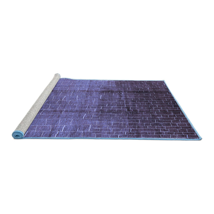 Sideview of Machine Washable Solid Blue Modern Rug, wshurb1284blu