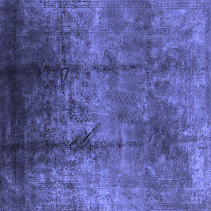 Square Machine Washable Oriental Blue Industrial Rug, wshurb1285blu