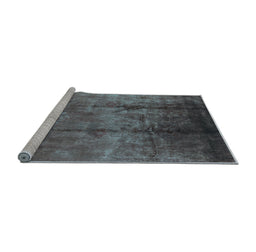 Sideview of Machine Washable Oriental Light Blue Industrial Rug, wshurb1285lblu