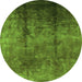 Round Oriental Green Industrial Rug, urb1285grn