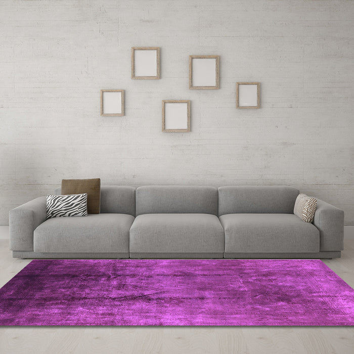 Machine Washable Oriental Purple Industrial Area Rugs in a Living Room, wshurb1285pur