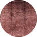 Round Mid-Century Modern Red Oriental Rug, urb1285