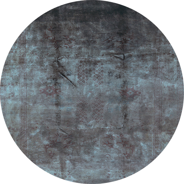 Round Oriental Light Blue Industrial Rug, urb1285lblu
