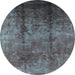 Round Oriental Light Blue Industrial Rug, urb1285lblu