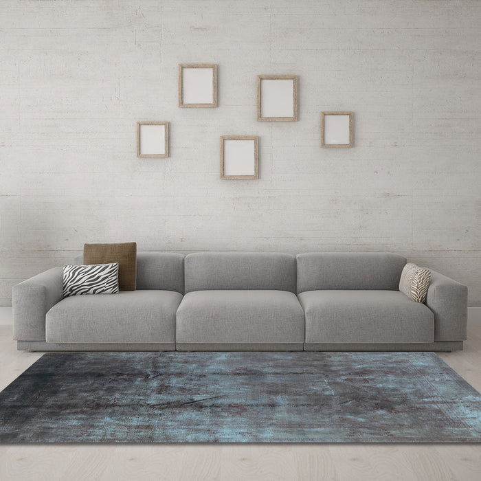 Machine Washable Oriental Light Blue Industrial Rug in a Living Room, wshurb1285lblu