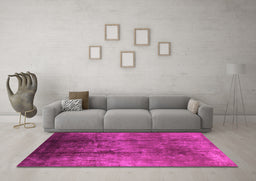 Machine Washable Oriental Pink Industrial Rug in a Living Room, wshurb1285pnk
