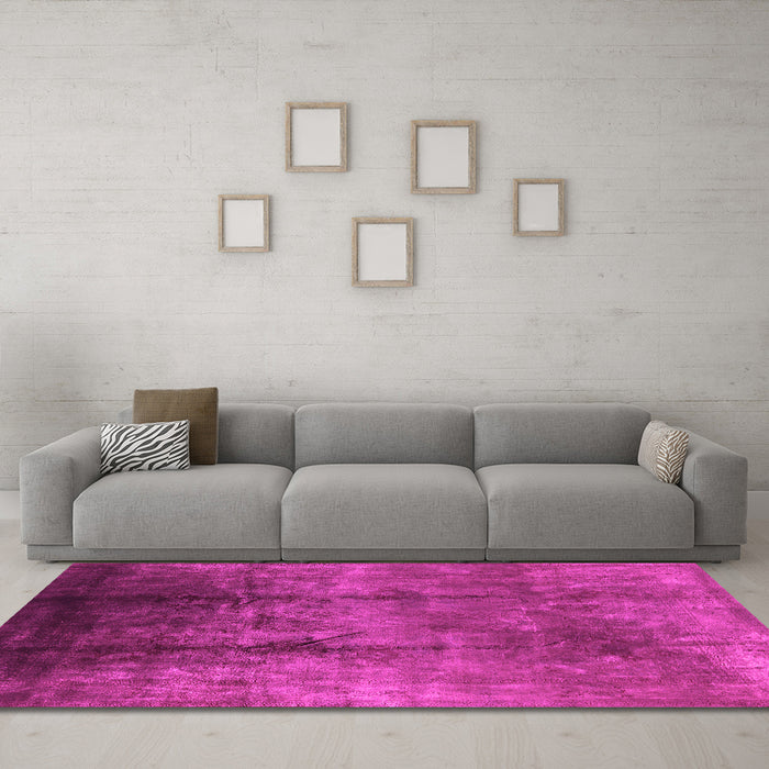 Machine Washable Oriental Pink Industrial Rug in a Living Room, wshurb1285pnk