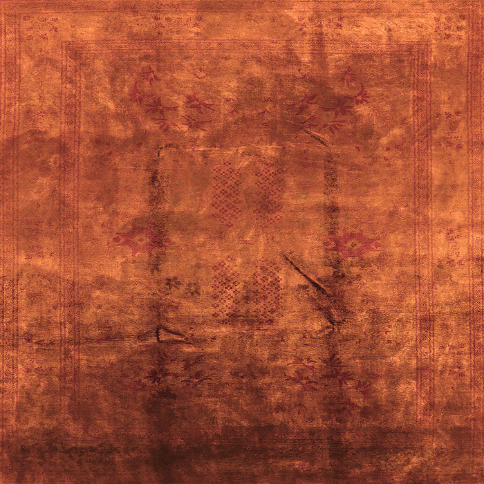 Square Oriental Orange Industrial Rug, urb1285org