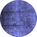 Round Oriental Blue Industrial Rug, urb1285blu