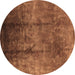 Round Oriental Brown Industrial Rug, urb1285brn