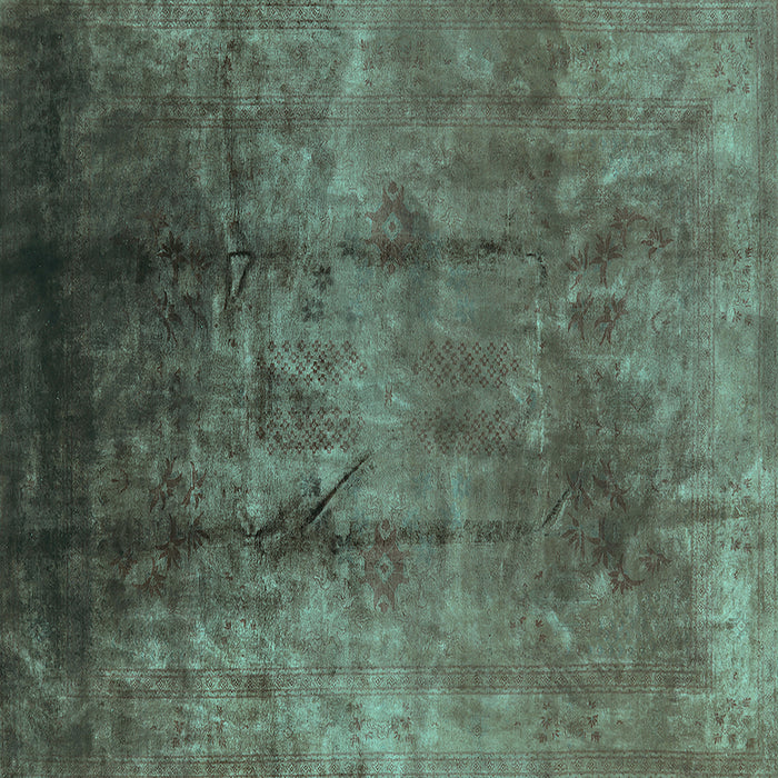 Square Oriental Turquoise Industrial Rug, urb1285turq
