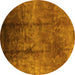 Round Oriental Yellow Industrial Rug, urb1285yw