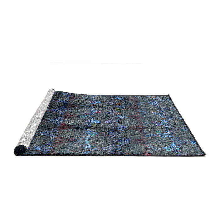 Sideview of Machine Washable Industrial Modern Steel Blue Rug, wshurb1286