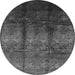 Round Machine Washable Oriental Gray Industrial Rug, wshurb1286gry