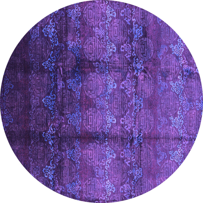 Round Oriental Purple Industrial Rug, urb1286pur
