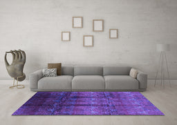Machine Washable Oriental Purple Industrial Area Rugs in a Living Room, wshurb1286pur