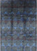 Mid-Century Modern Steel Blue Oriental Rug, urb1286