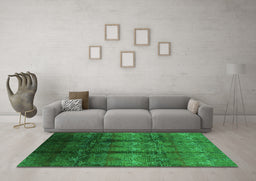 Machine Washable Oriental Green Industrial Area Rugs in a Living Room,, wshurb1286grn