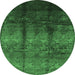 Round Oriental Emerald Green Industrial Rug, urb1286emgrn