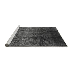 Sideview of Machine Washable Oriental Gray Industrial Rug, wshurb1286gry
