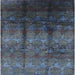 Square Mid-Century Modern Steel Blue Oriental Rug, urb1286