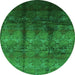 Round Oriental Green Industrial Rug, urb1286grn