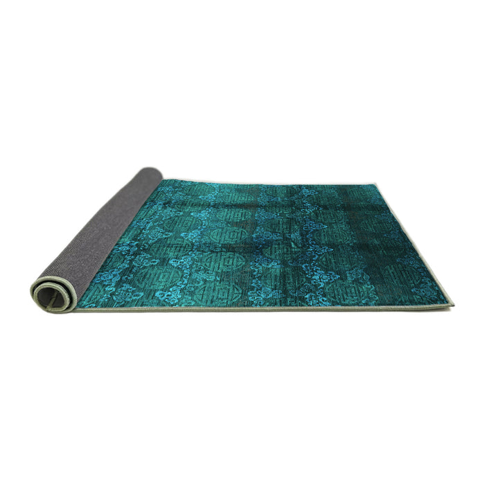 Sideview of Oriental Turquoise Industrial Rug, urb1286turq