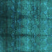 Square Machine Washable Oriental Turquoise Industrial Area Rugs, wshurb1286turq