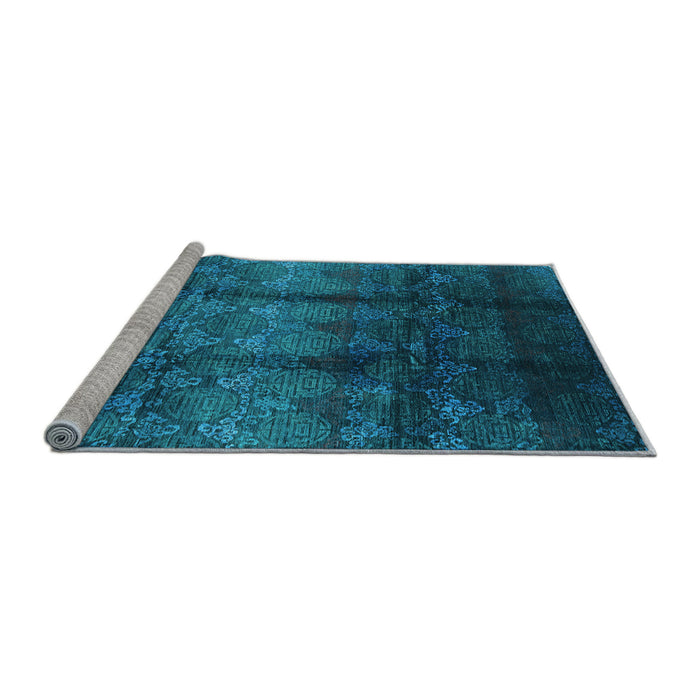 Sideview of Machine Washable Oriental Light Blue Industrial Rug, wshurb1286lblu
