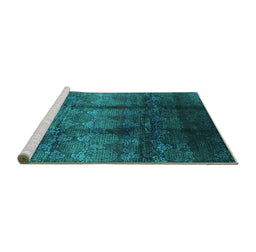Sideview of Machine Washable Oriental Turquoise Industrial Area Rugs, wshurb1286turq