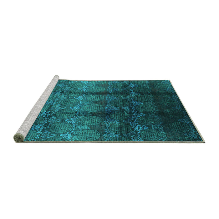 Sideview of Machine Washable Oriental Turquoise Industrial Area Rugs, wshurb1286turq