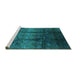 Sideview of Machine Washable Oriental Turquoise Industrial Area Rugs, wshurb1286turq