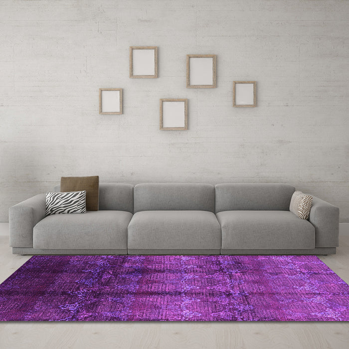 Machine Washable Oriental Pink Industrial Rug in a Living Room, wshurb1286pnk