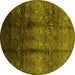 Round Oriental Yellow Industrial Rug, urb1286yw