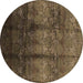 Round Oriental Brown Industrial Rug, urb1286brn