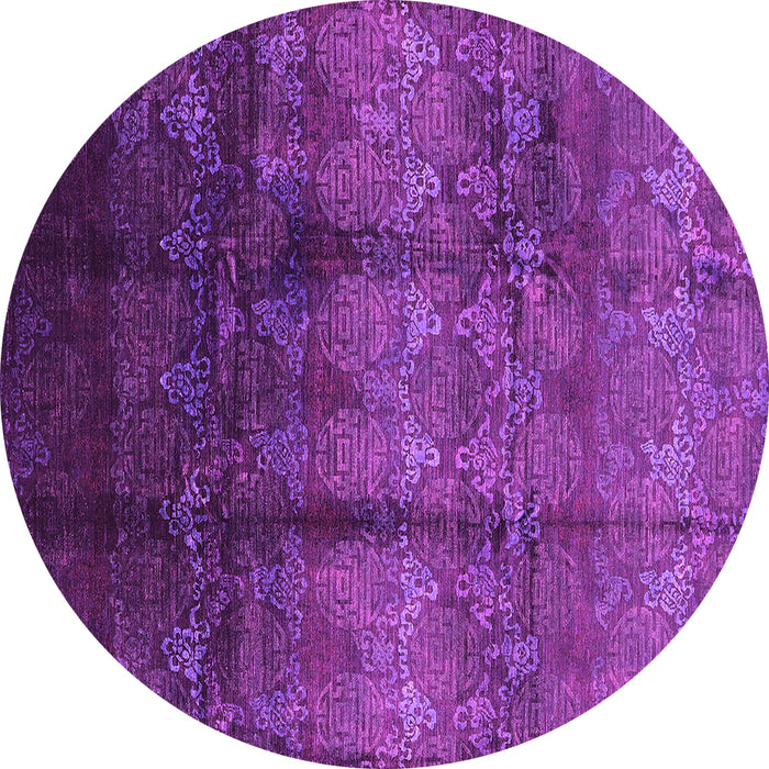 Round Machine Washable Oriental Pink Industrial Rug, wshurb1286pnk