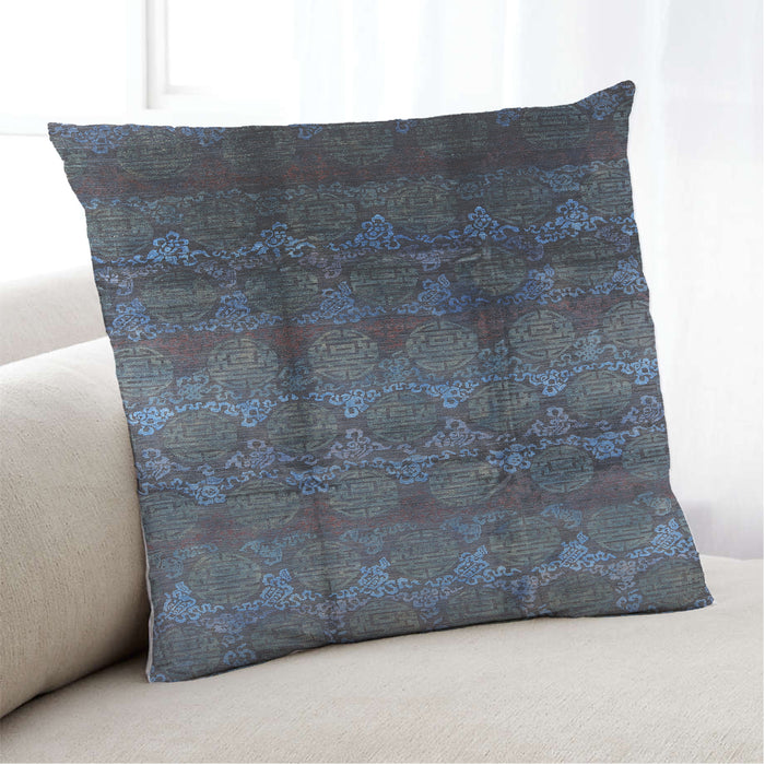 Lifestyle Image of Mid-Century Modern Urban Square Steel Blue Throw Pillow, 18 inch by 18 inch, pwurb1286