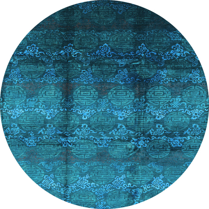 Round Oriental Light Blue Industrial Rug, urb1286lblu